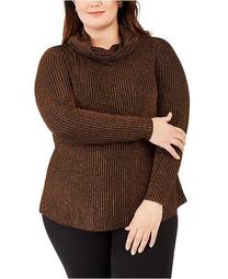 Plus Size Metallic Cowl-Neck Sweater