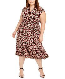 Plus Size Leopard-Print Drawstring Dress