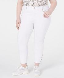 Trendy Plus Size Button Skinny Jeans