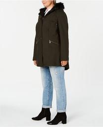 Plus Size Zip-Front  Water Resistant  Hooded Raincoat