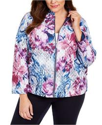 Plus Size Autumn Harvest Printed Quilted Jacket