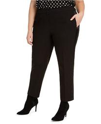 Trendy Plus Size Tuxedo Satin-Stripe Straight-Leg Pants, Created For Macy's