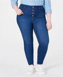 Trendy Plus Size Button-Fly High-Rise Jeans