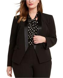 Trendy Plus Size Tuxedo Satin-Trim Blazer, Created For Macy's