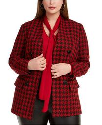 Trendy Plus Houndstooth Double-Breasted Blazer, Created For Macy's