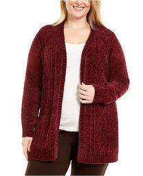 Plus Size Open-Front Chenille Cardigan, Created for Macy's