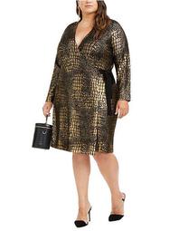 INC Plus Size Metallic Animal-Print Dress, Created for Macy's