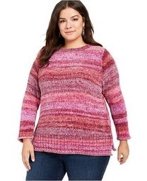 Plus Size Striped Chenille Sweater, Created For Macy's