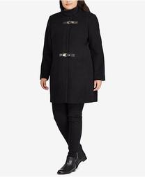 Plus Size Mockneck Buckle-Front Coat, Created For Macy's