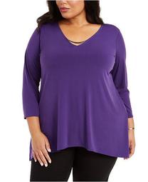 Plus Size Hardware-Neck Top, Created For Macy's