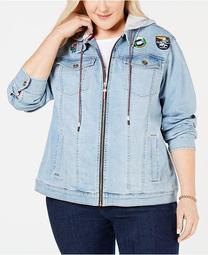 Plus Size Hooded Denim Jacket, Created for Macy's