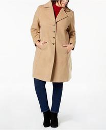 Plus Size Single-Breasted Peacoat, Created for Macy's