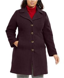 Plus Size Single-Breasted Wool Coat, Created for Macy's