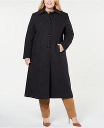 Plus Size Notch-Collar Maxi Coat