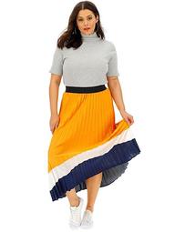 Border Print Pleat Maxi Skirt