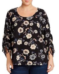 Floral Drawstring-Sleeve Top - 100% Exclusive
