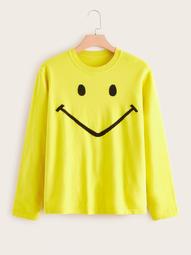 Plus Neon Yellow Smile Sweater